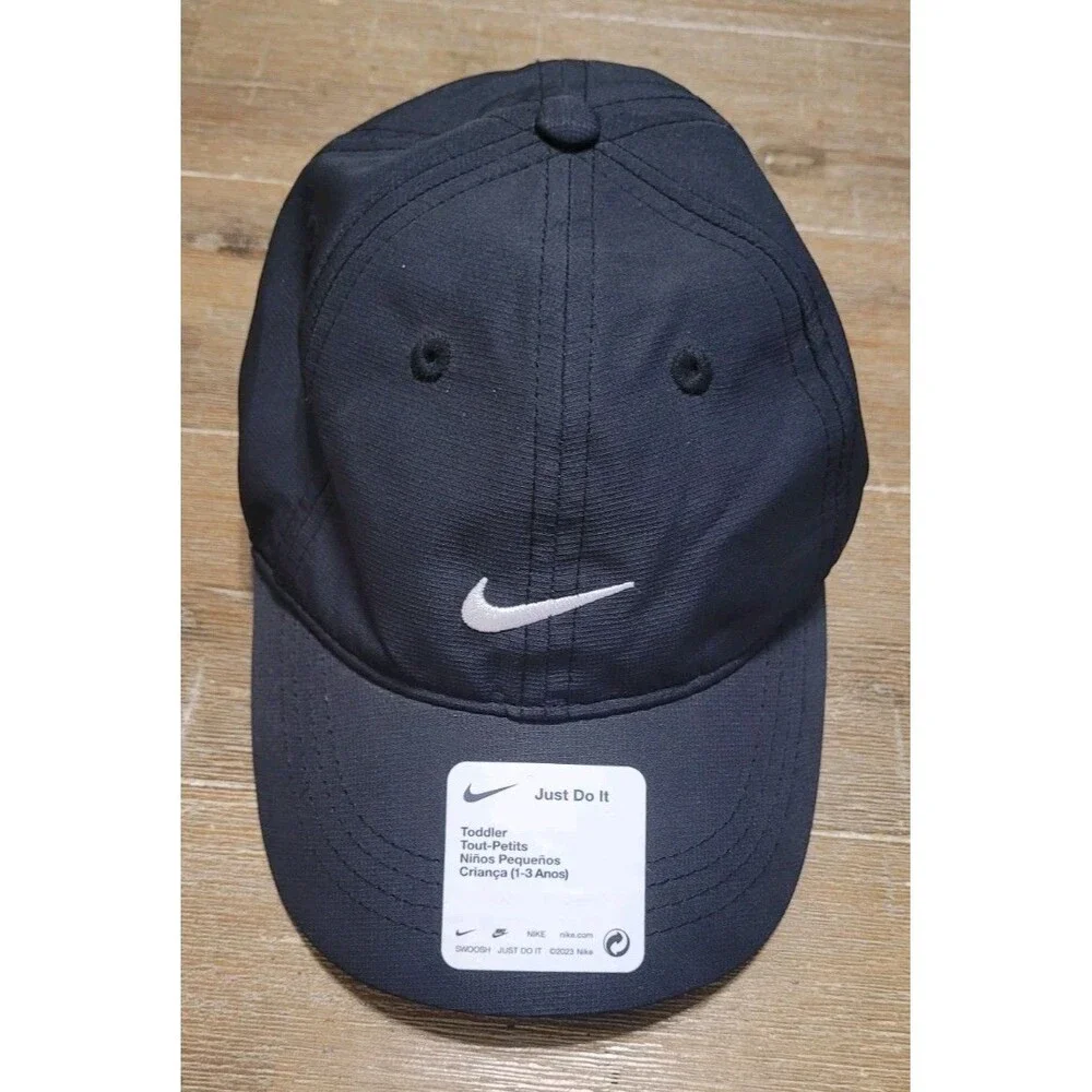 NEW Nike Toddler Hat Baseball Cap Adjustable Strap Back Black Sports Dri-fit